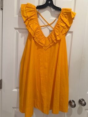 Maeve Bright Yellow Ruffle V-Neck Sundress